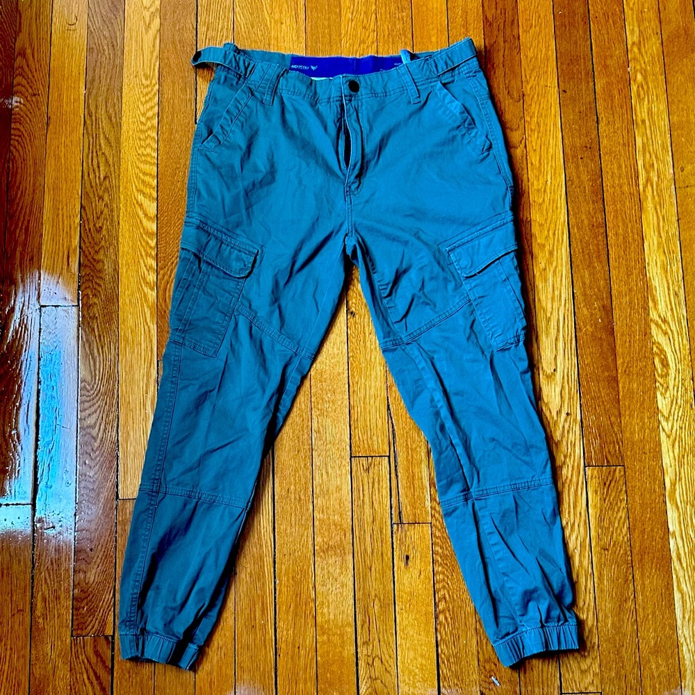 Industry Slim Fit Pants Men's Green Joggers Tapered Leg Drawstring Size 32